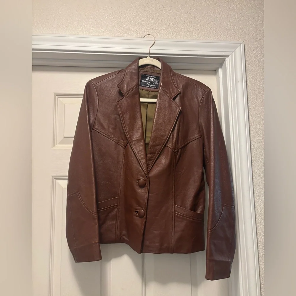 Vintage JM Brown Leather Blazer - Picture 1 of 6